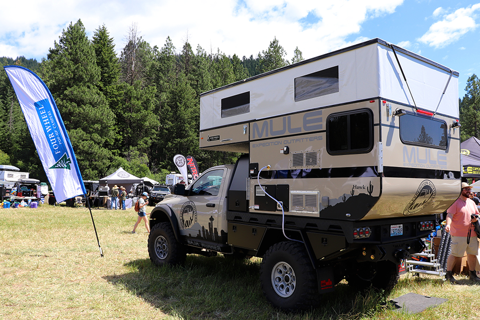 mule expedition outfitters with four wheel campers at northwest overland rally near leavenworth washington