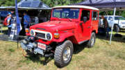 red 1978 toyota fj40 with cummins 2.8r turbo diesel engine